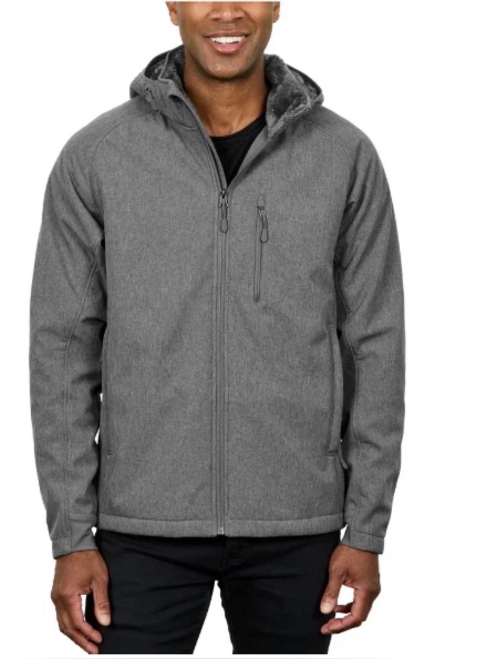 Kirkland Signature Fleece Lined Softshell Jacket Gray, Men's Size Medium
